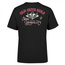 Old Guys Rule Vintage Motorcycles II T-Shirt - Black, Back view