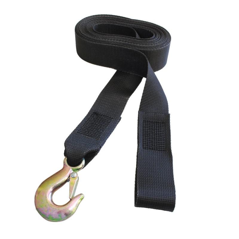 7 Metre Winch Strap with Hook - Black