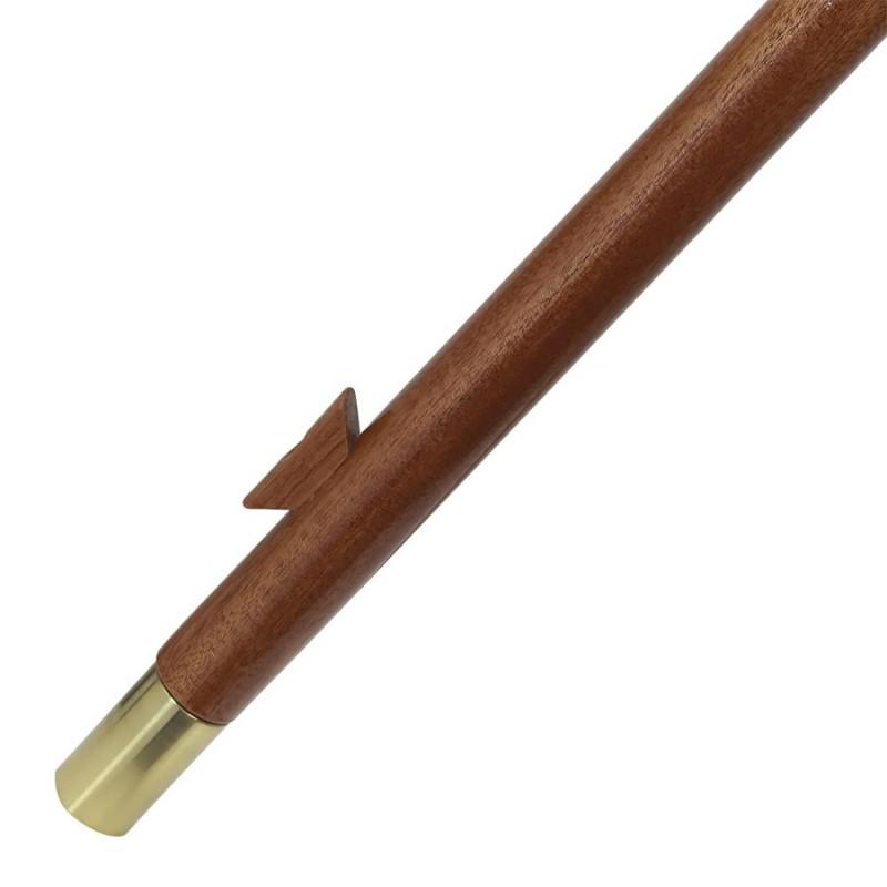 Lahna Mahogany Hardwood Ensign Flag Staff - Cleat and brass ferrule detail
