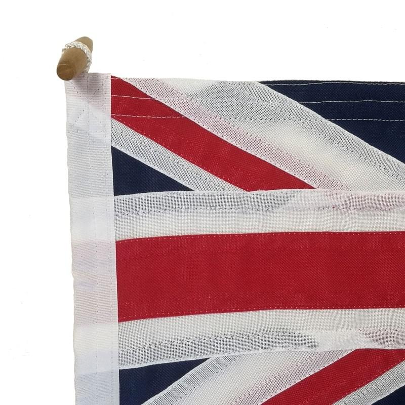 Premium Sewn Ensigns - Blue: detail of union jack and toggle