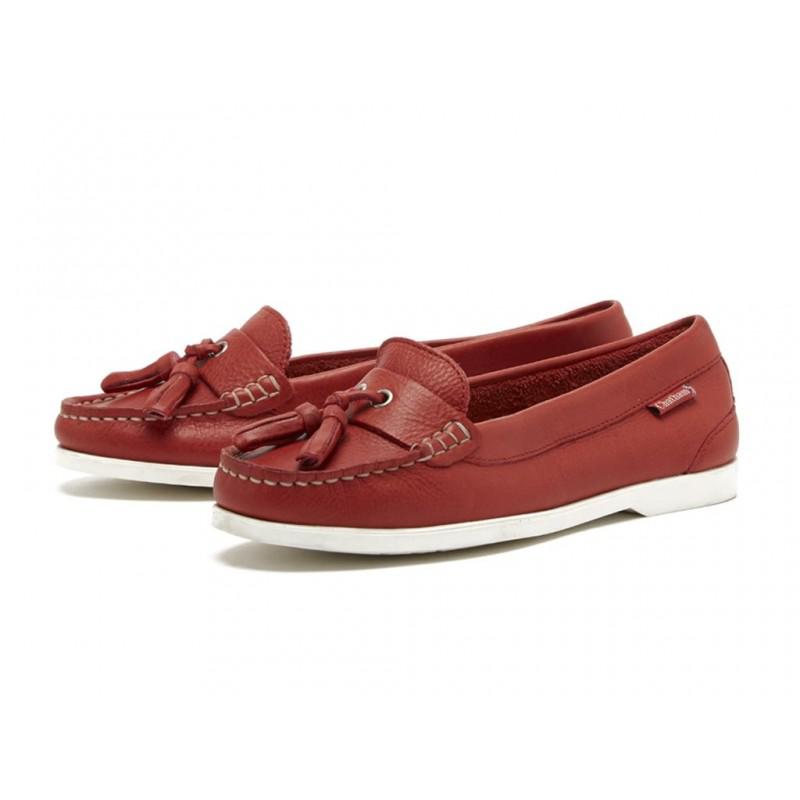 Arora Leather Tassel Loafers Red