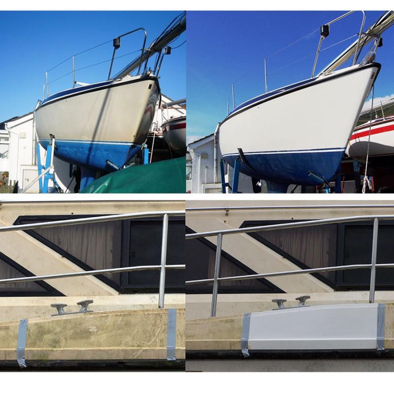 Grunt Boat Cleaner - Before and After examples