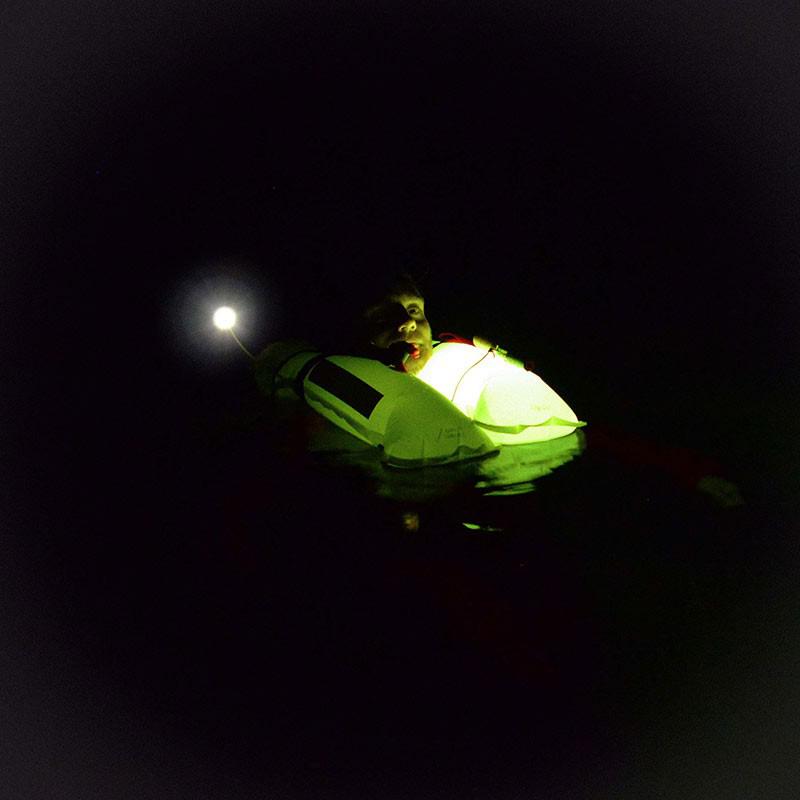 Lume-On™ Lights demonstration on lifejacket at sea