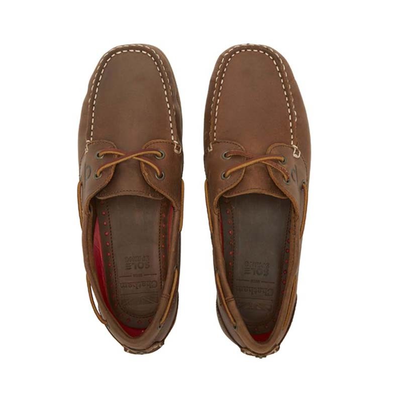 Chatham Men's Galley Leather Deck Shoes -  Dark Tan