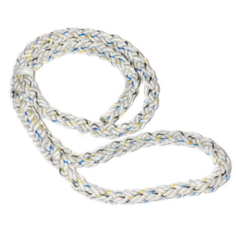 Clearance Spliced LIROS Octoplait Nylon White - 300mm loop, 1.5 metre anti-chafe webbing. and Eye splice -Galvanised Thimble