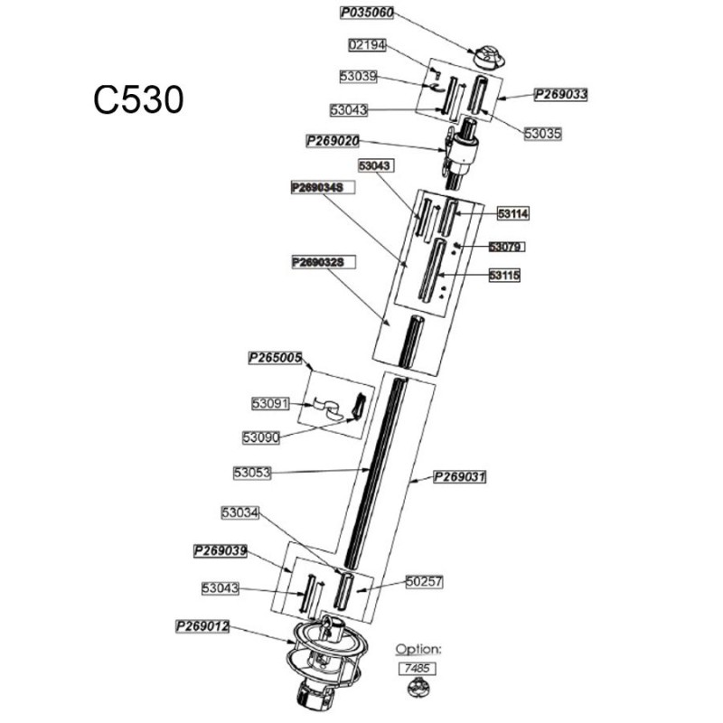 Profurl Manual Reefing System Headsail Furler Replacement Parts Exploded Diagram - C530