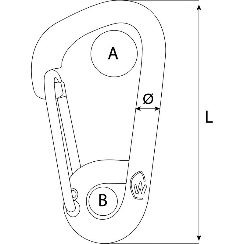 Wichard CE Forged Stainless Steel Carabiner Dimensions