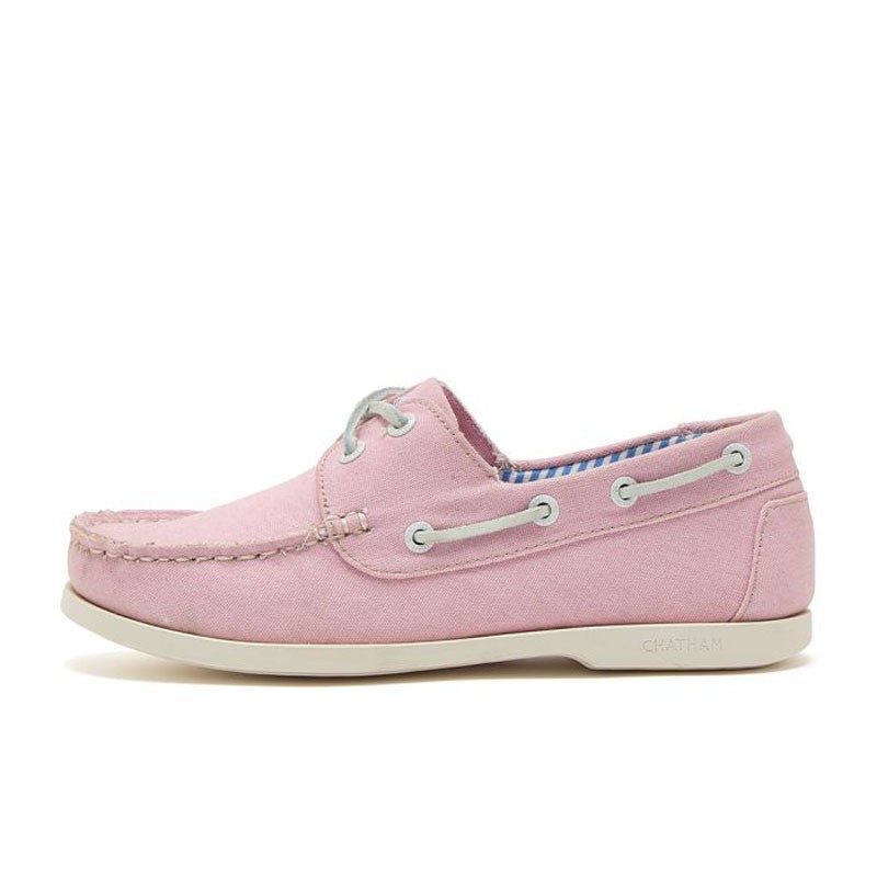 Chatham Jetty Lady Canvas Boat Shoes - Pink, side view 1