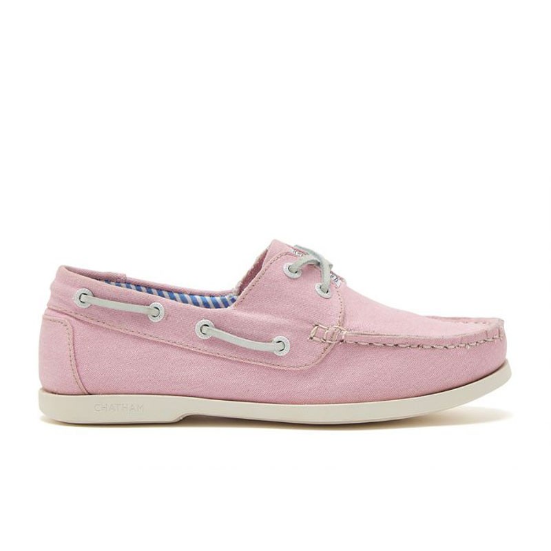 Chatham Jetty Lady Canvas Boat Shoes - Pink, side view 2
