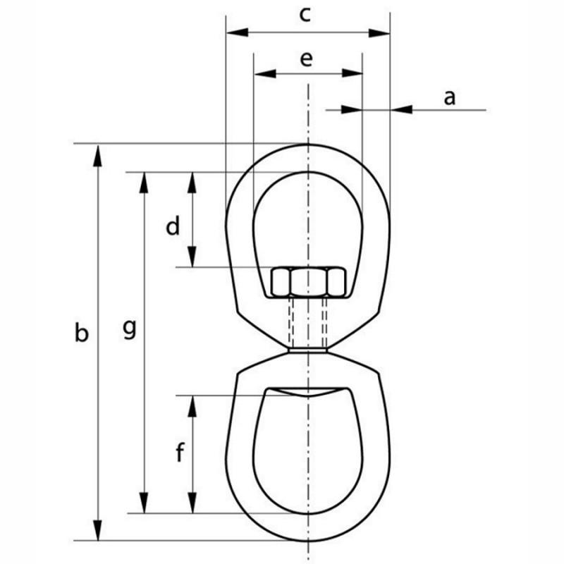 Certified green pin mooring swivel - Diagram of measurements