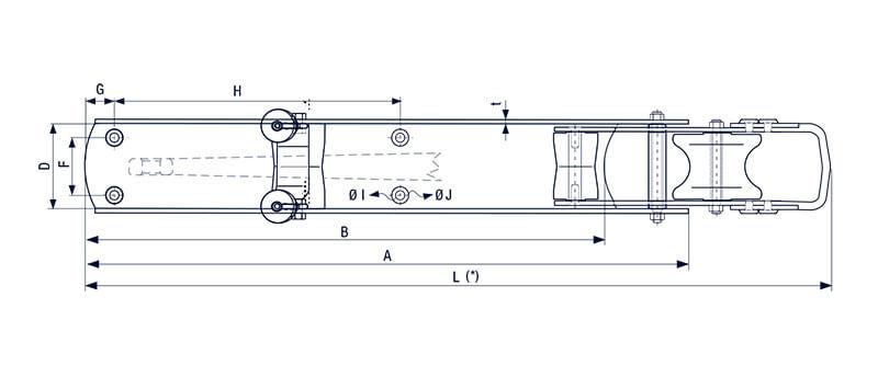 Bow Roller dimensions Diagram top view
