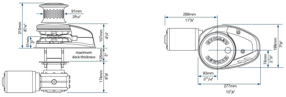 Lewmar V5 Vertical Windlass Dimensions