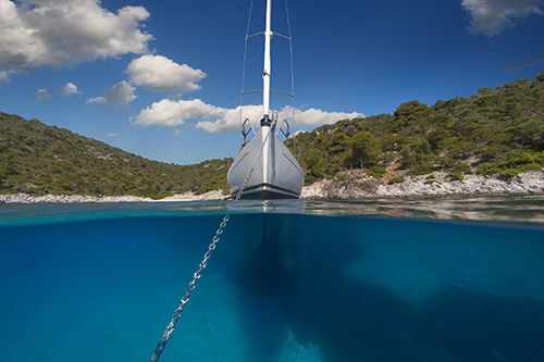 Sailing Yacht in Blue Waters