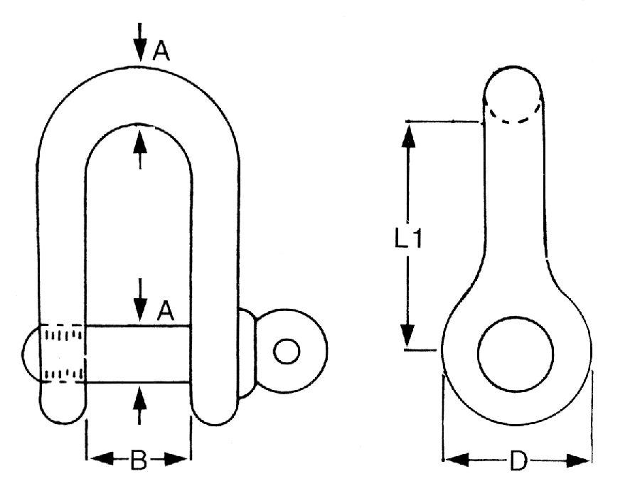 Proboat Rated Stainless Dee Shackles Diagram