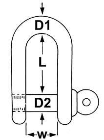 Load Rated Hot Dip Galvanised D Shackle Diagram