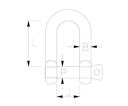 D-Shackle Socket Pin Head Measurements Diagram