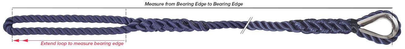 How to measure bearing edges on a mooring warp or strop