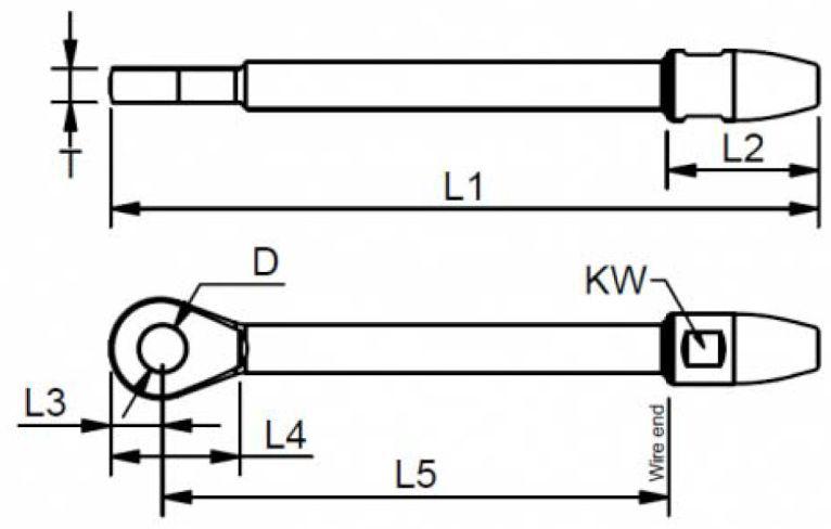 Bluewave Cone Terminal Long Eye Dimensions