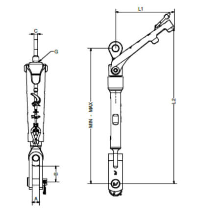 Bluewave Quick Tune Rigging Screw - Toggle and Eye Diagram
