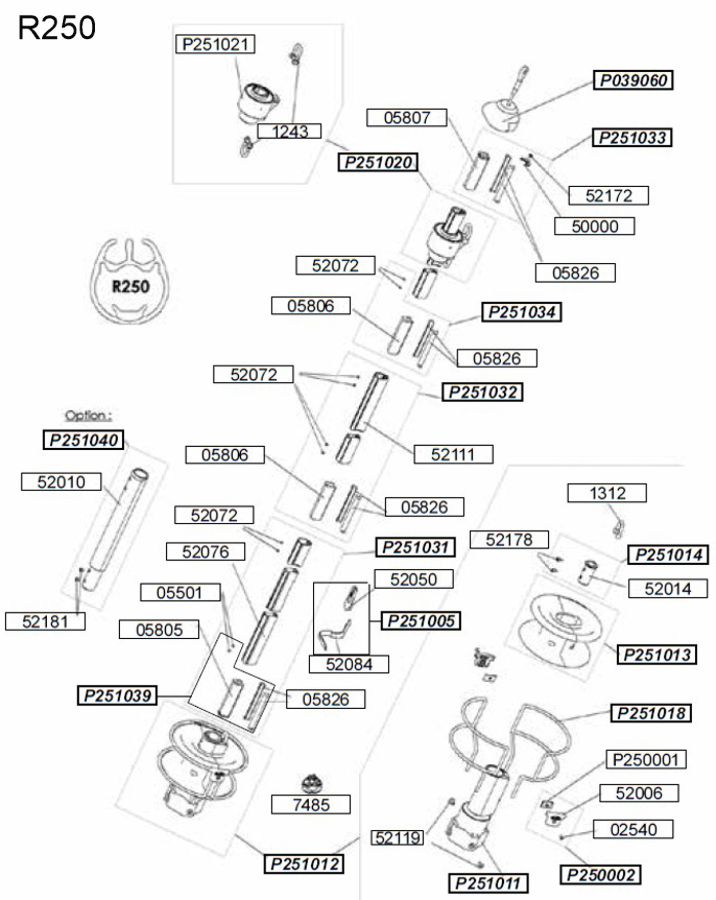 Profurl Racing R250 Manual Reefing Replacement Parts