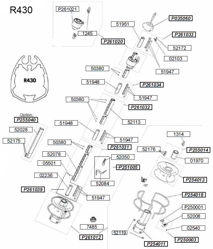 Profurl Racing R430 Manual Reefing Replacement Parts