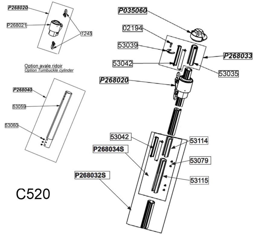 Profurl C520 Exploded Diagram Upper Section