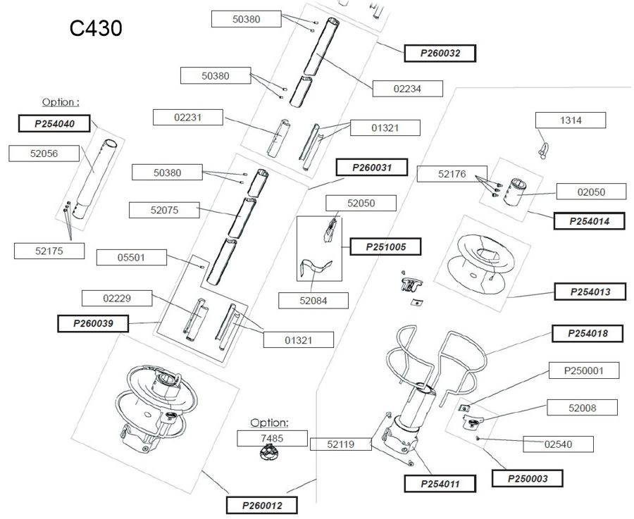 Profurl Spares Exploded Diagram Lower Section C430