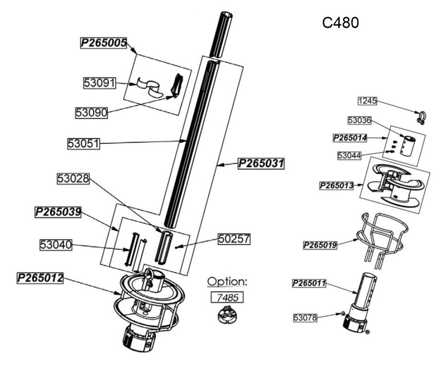 Profurl Spares Exploded Diagram Lower Section C480