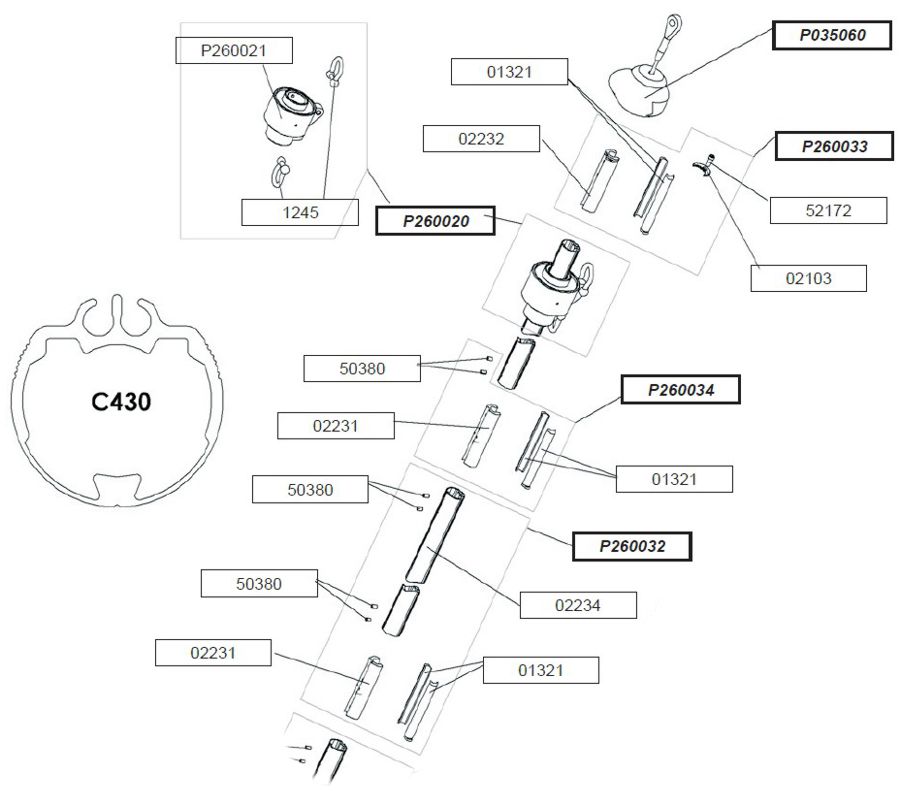 Profurl Spares Exploded Diagram Upper Section C430