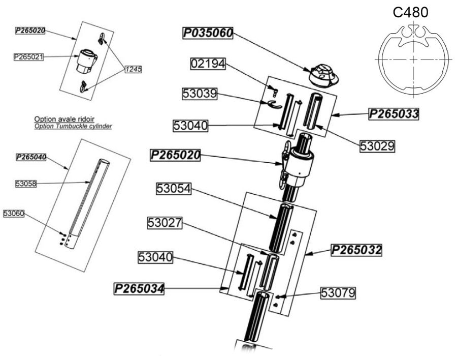 Profurl Spares Exploded Diagram C480 Upper Section