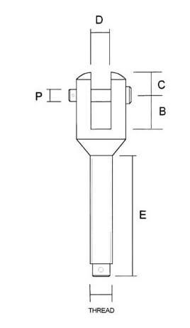 Sta-Lok Threaded Machined Fork Diagram