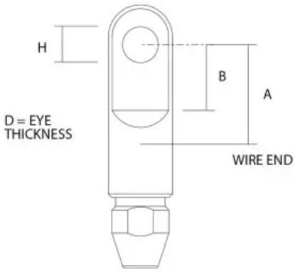 Sta-Lok Swageless Eye Terminal Dimensions